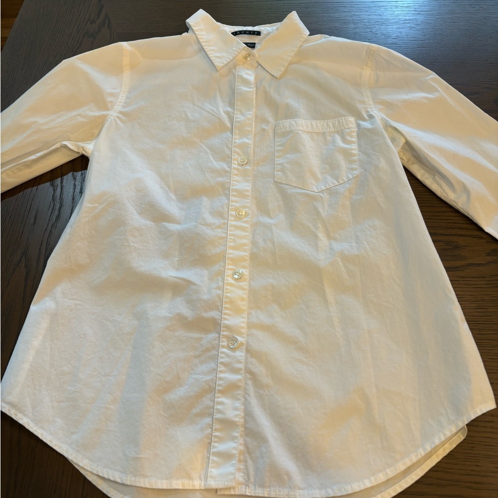 Theory White Button Down Size Small - image 1
